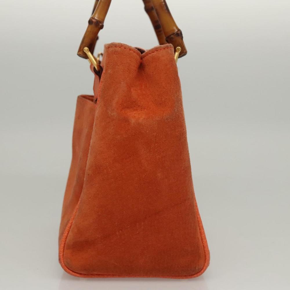 GUCCI Bamboo Hand Bag Suede 2way Orange Gold 000 123 0316 Auth 118353 - Picture 3 of 16
